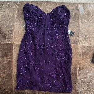 Elegant Purple Sequin Dress